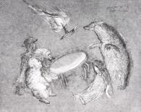 Leonora Carrington BADGER CAUSES TABLE TO FLY, MEDIUM FALLS IN TRANCE Etching & Aquatint - Sold for $2,432 on 05-16-2026 (Lot 399).jpg